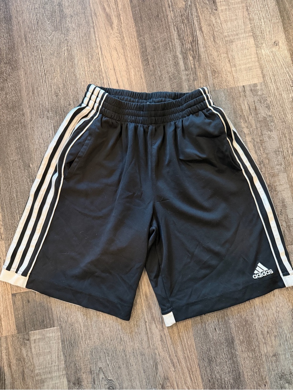 adidas Black Shorts with White Logo Trim